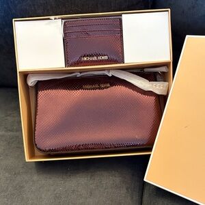 Michael Kors Wine Red Cross body and Card Holder Set